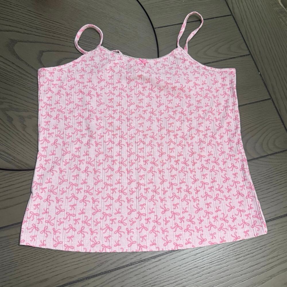 Better/Together Pink Bow Print Cami Tank Top | Size S | Coquette Y2K